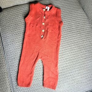 Payton & Scout Orange Knitted Sleeveless Romper 3-6 M